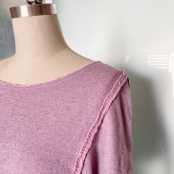 Free People Mauve cropped sweatshirt with crochet back size S - Picture 4 of 13